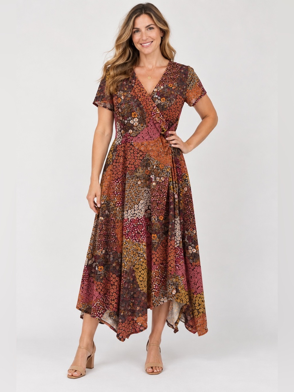 Perceptions Multicolor Midi Dress Size Small